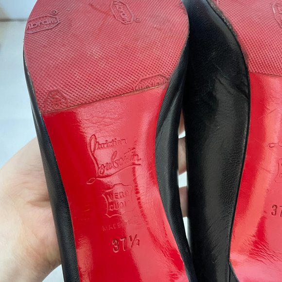 Christian Louboutin Very Prive Black Leather Peep Toe Pumps Heels - Picture 12 of 14